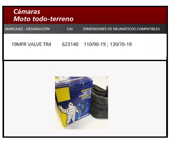 CAMARA MOTO MICHELIN 19MFR VALVE TR4